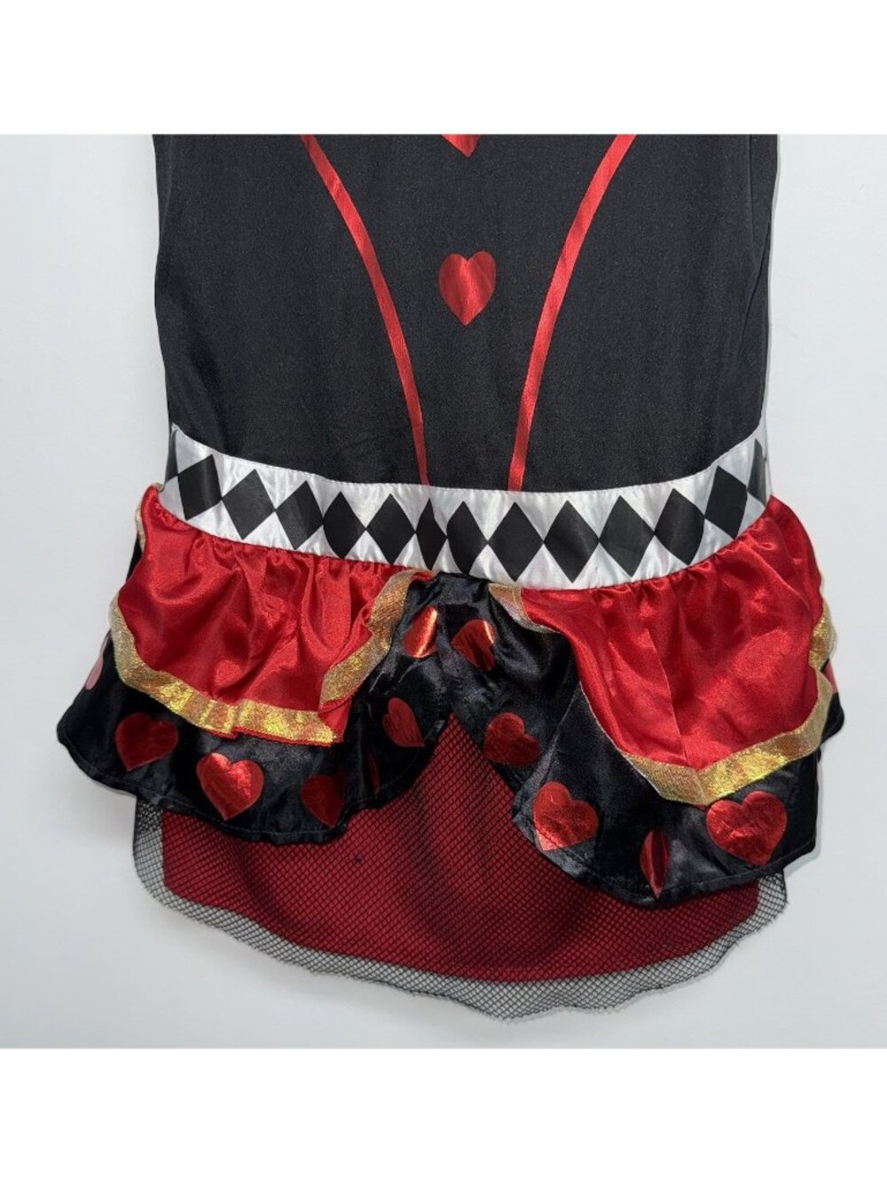 Queen Of Hearts Halloween Costume Dress Girls Size M L Alice In Wonderland - Picture 3 of 6